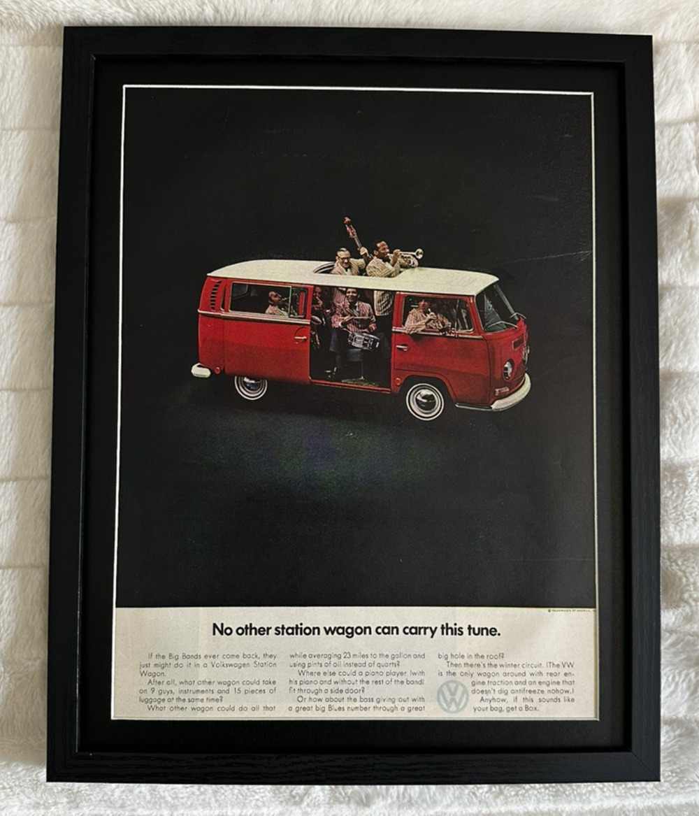 Framed Vintage LIFE Magazine Ad Original 1969 VW Bus Ad